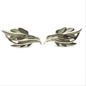 Sterling Silver DCE Sterling Vintage Leaf Pattern Screw Back Clipon Earrings
